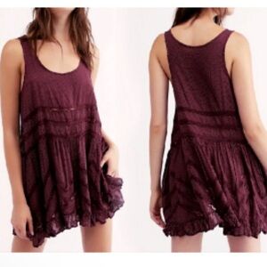 Free People Voile Trapeze Slip in Burgundy Sz XS Anthropologie